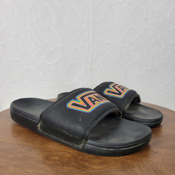 Vans Slides La Costa Sandals 11 Pride Black Logo Synthetic Nubuck Slip On - Picture 6 of 10